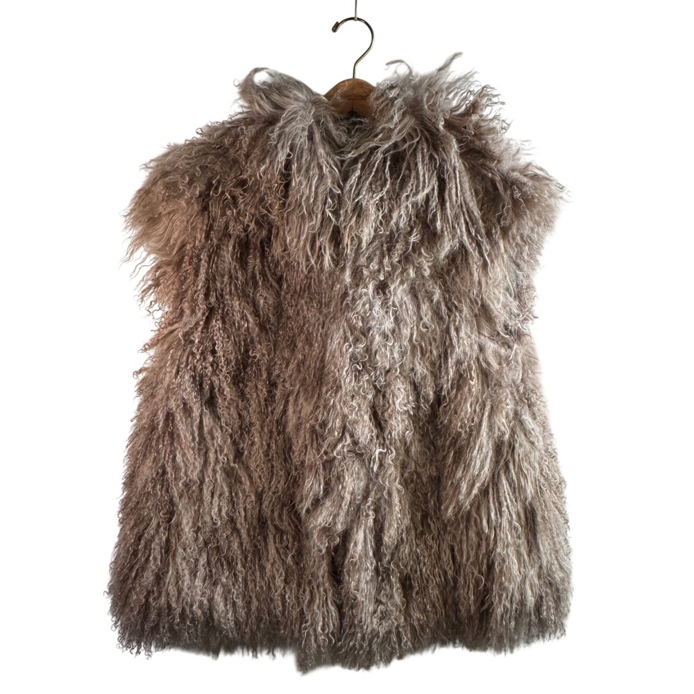 Vtg Mongolian Lamb Fur Convertible Vest Jacket Reversible Penny Lane Luxe Glam M - Picture 3 of 16